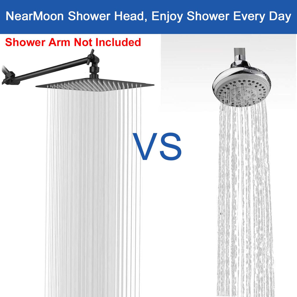 Rain Shower Head, High Flow Stainless Steel Square Rainfall Shower, High Pressure Design, Awesome Shower Experience