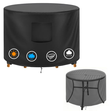 Outdoor Table Cover Waterproof For Round Patio Table, 42"Dx28"H, Black