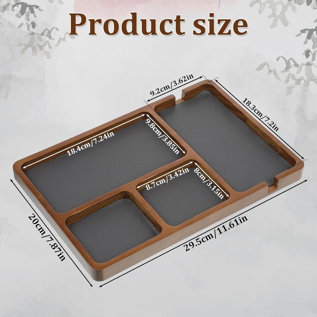 Valet Tray for Men, Black Sandalwood Catch All Tray, Wallet Trays Organizer for Nightstand, Desk, Elegant EDC Valet
