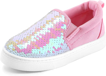 Toddler Slip on Sneakers Girls Sequins Canvas Walking Shoes