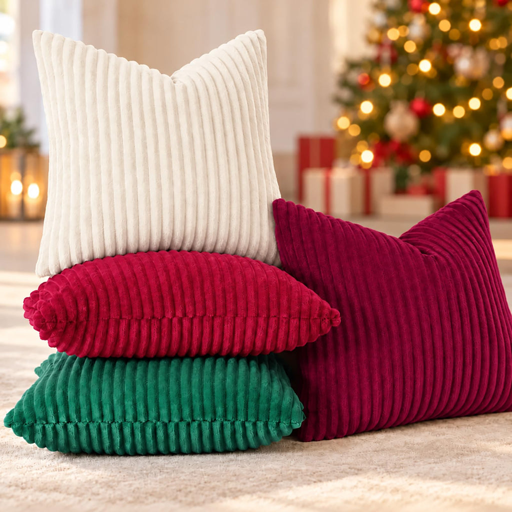 Christmas Soft Green Flannel Throw Pillow Covers 16x16 Set of 2