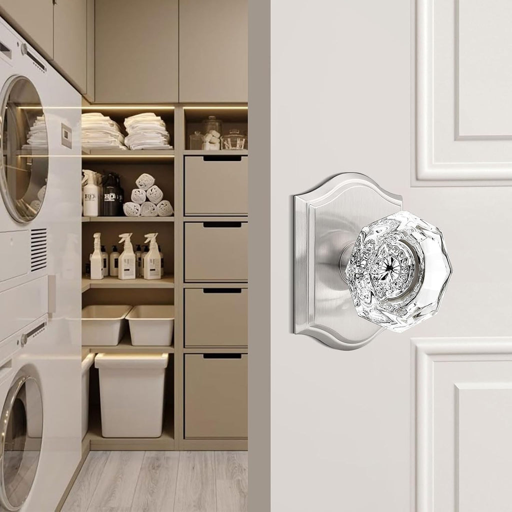 Crystal Interior Dummy Door Knobs, Non-Turning Decorative Inactive Knobs for Single Side for Closet/French Doors