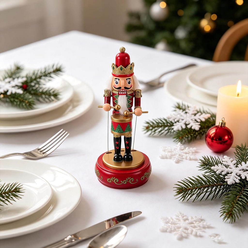Wooden Nutcracker Figurine Retro Music Box Christmas Decoration