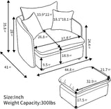 Modern Swivel Lounge Chair and Ottoman — Brown Chenille