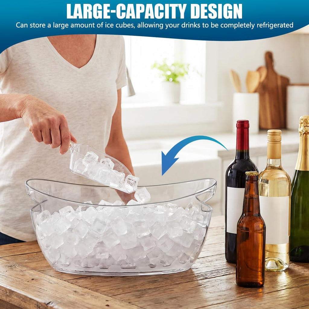 Clear Acrylic Ice Buckets Large Champagne Drink Cooler Storage Ice Tub with Scoops for Beer Cocktails Wine - Set of 2