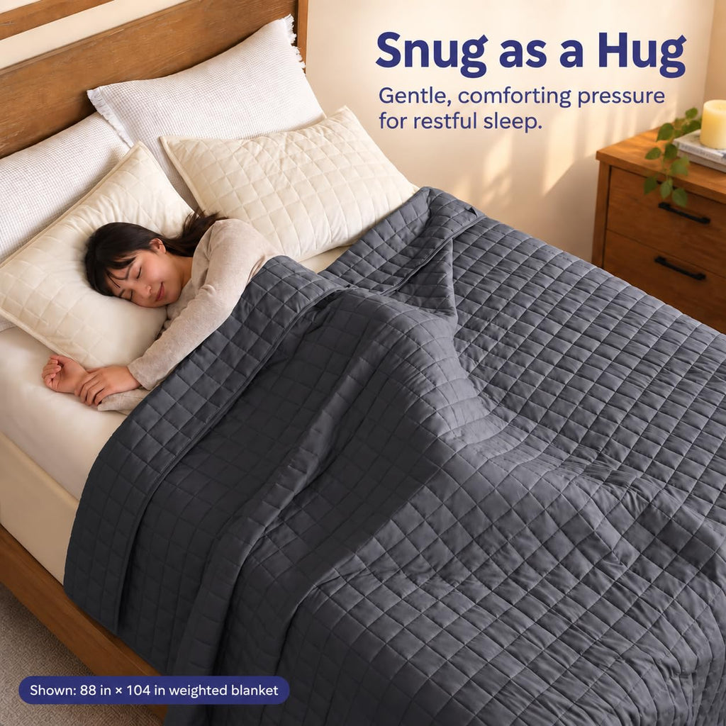 King Size Weighted Blanket for Adults (88x104 Inches, 40 Pounds, Dark Grey), Exclusive Smallest Compartments with