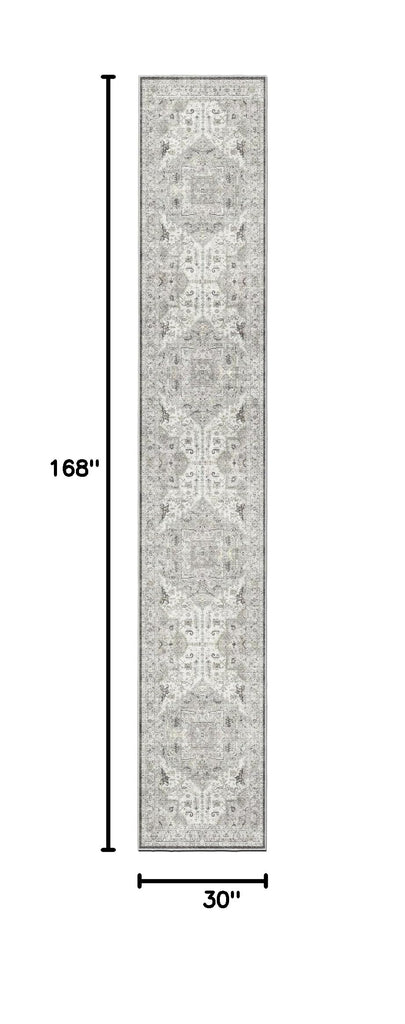 Hallway Runner Rug 2'6''x14' Kitchen Runners Vintage, Ivory/Brown
