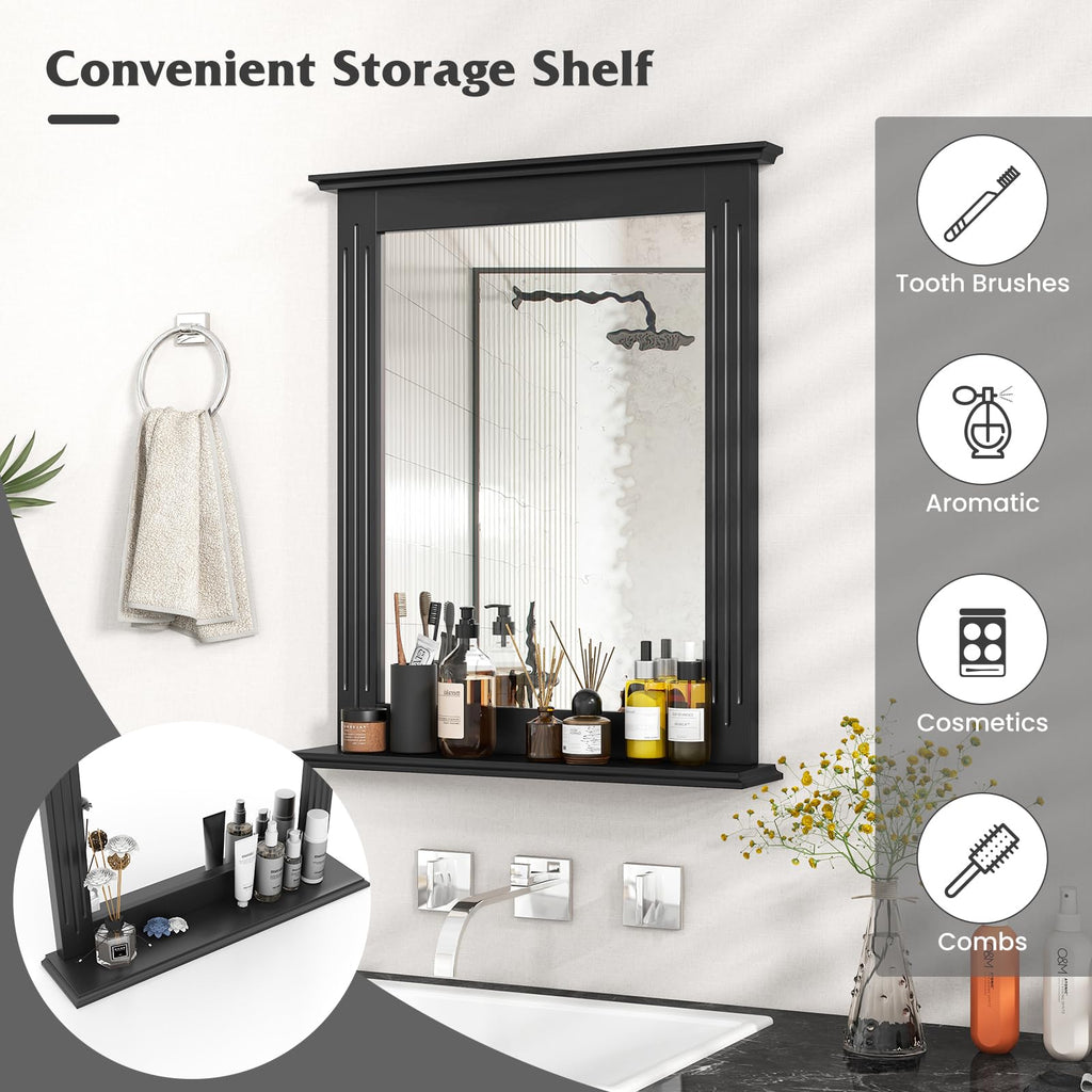 Bathroom Mirror with Shelf, Rectangle Over Sink Mirror, Hanging Vanity Mirror for Dressing Room Washroom Bedroom