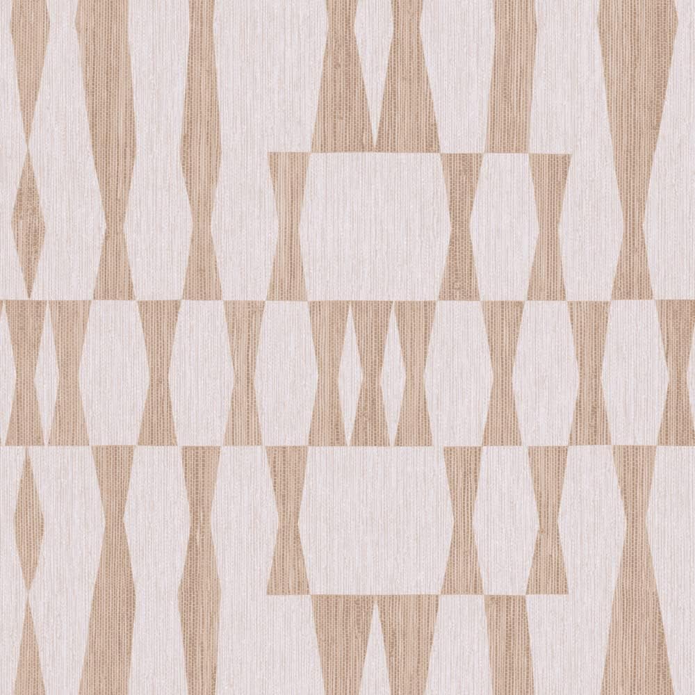 Beige Textured Faux Grasscloth Geo Removable Peel and Stick Wallpaper, 20.5 in X 16.5 ft, Made in The USA, Jute
