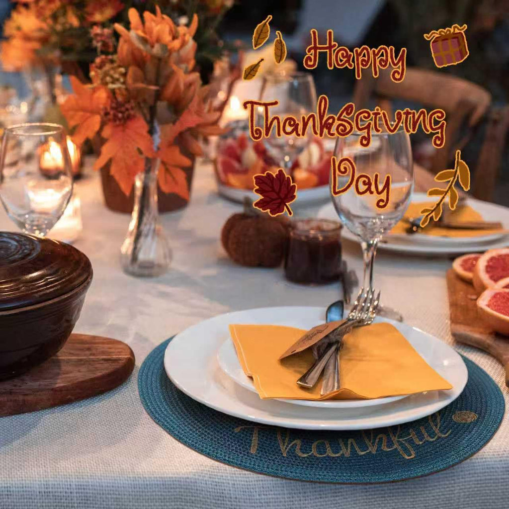 Round Placemats Set of 6 Table Mats for Thanksgiving Tables Washable Non-Slip Place mats 15 Inch for