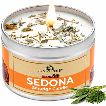 Sedona Smudge Candle (6oz) Awaken The Spirit - Energy Cleansing Candle for Meditation, Protection - Soy Wax with