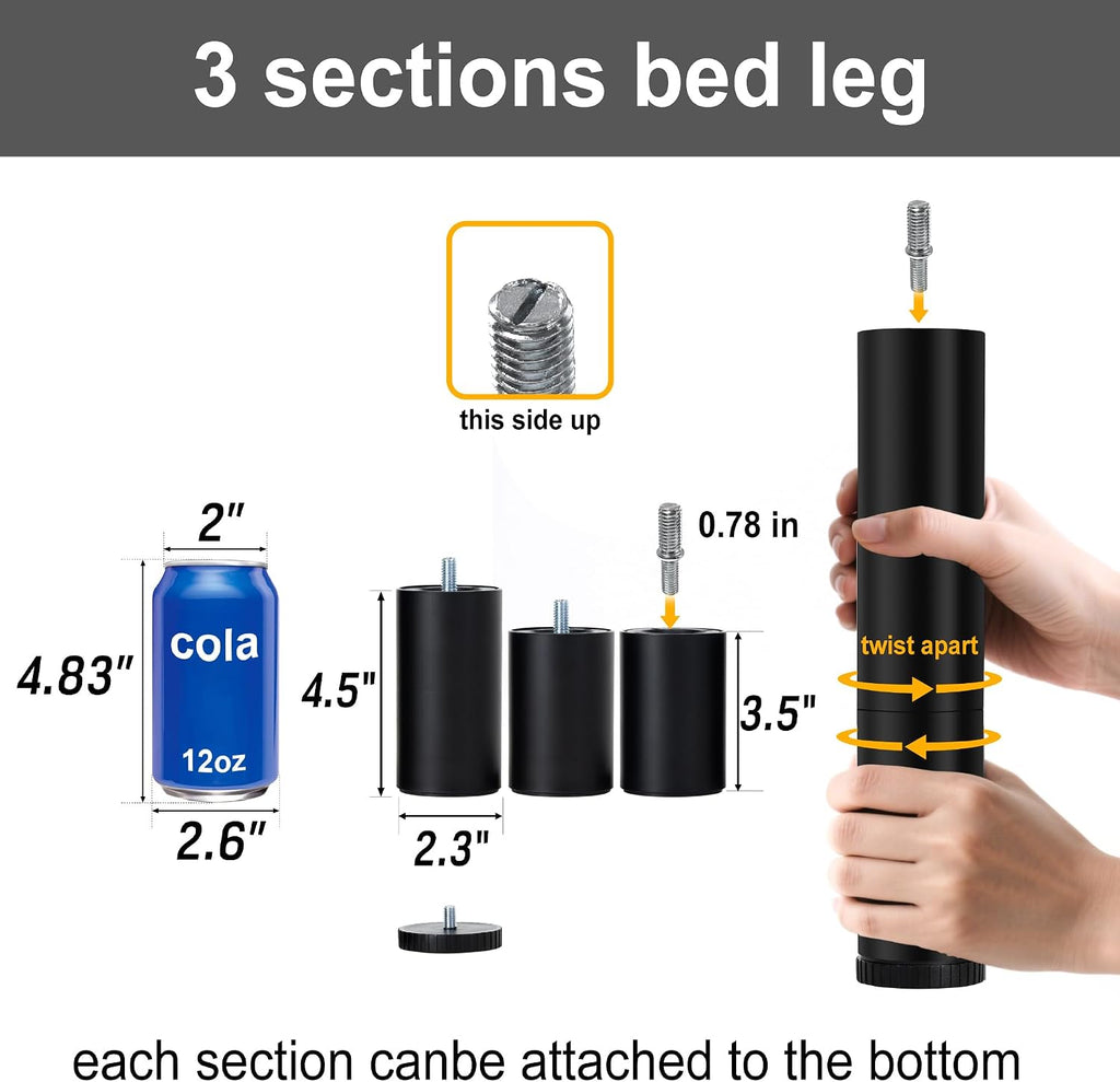 Inch Bed Legs Replacement for Adjustable Bed Base Frame - Set of 6
