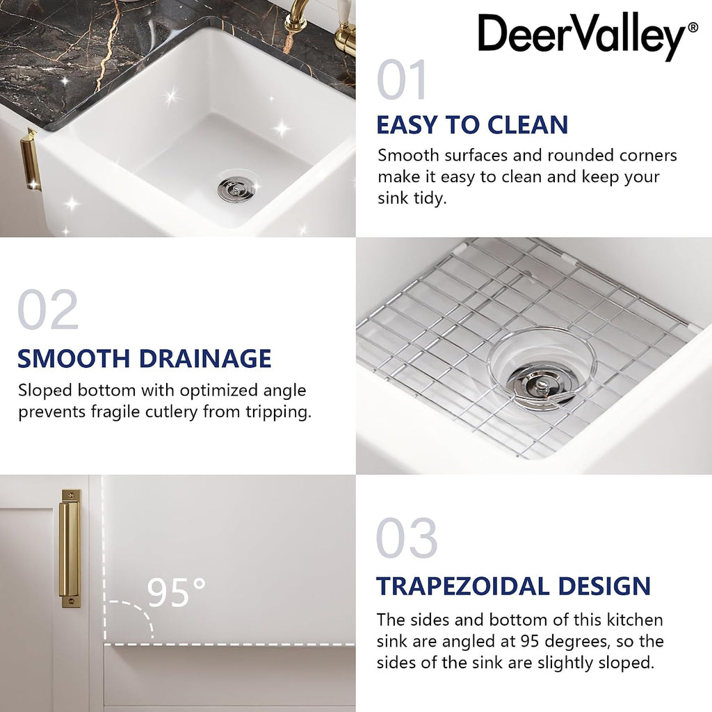 Double Bowl White Kichen Sink 33 inch, Ceramic Apron Front Farmhouse Sink, Deep Drop-in Fireclay Undermount Large