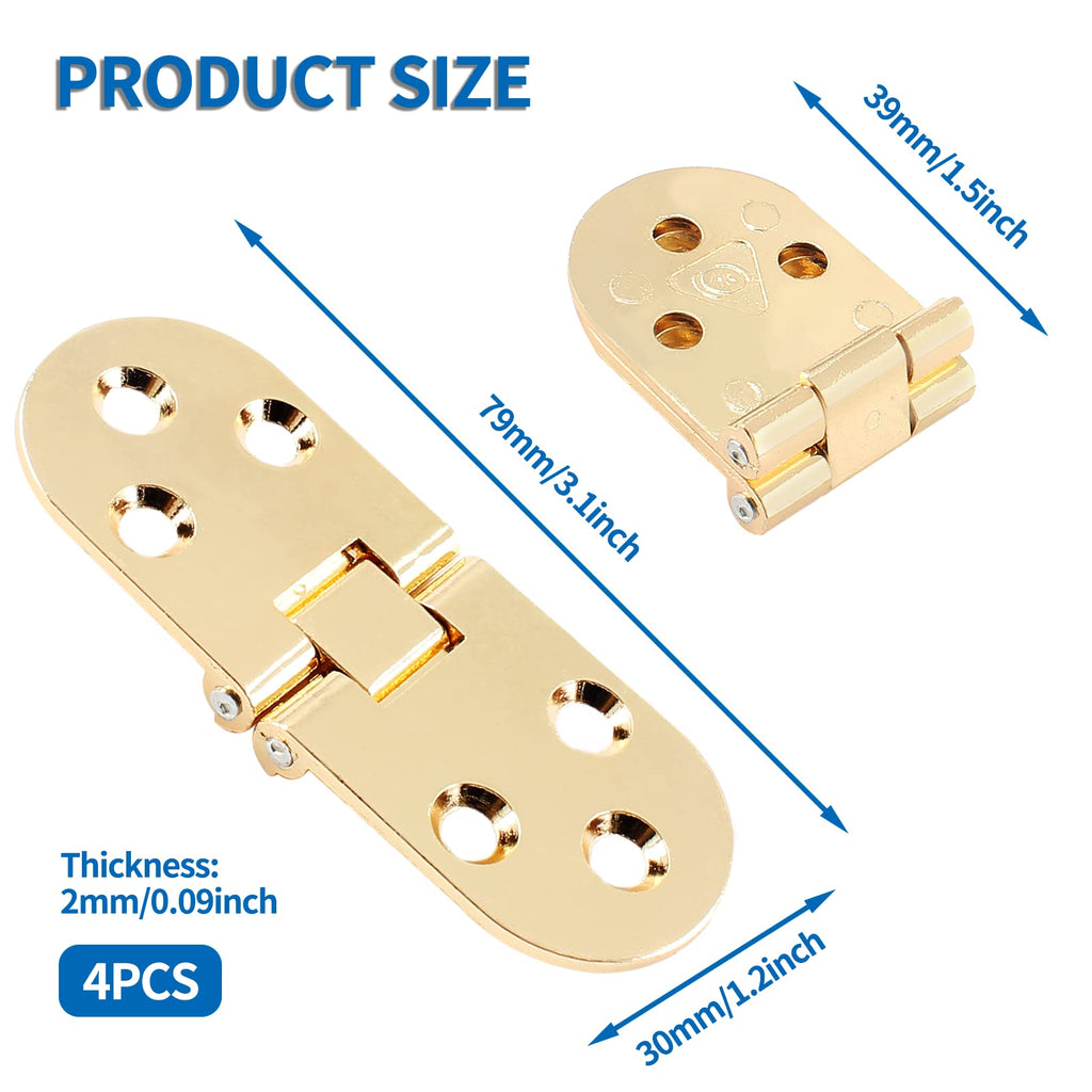 4Pcs Heavy Duty Folding Table Hinges, Gold, (3.1 x 1.18inch)