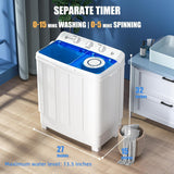 Portable Washer and Dryer Combo, 28 Lbs Twin Tub Washing Machine, 1.5 Cu.Ft Compact Clothes Dryer, Portable Washing