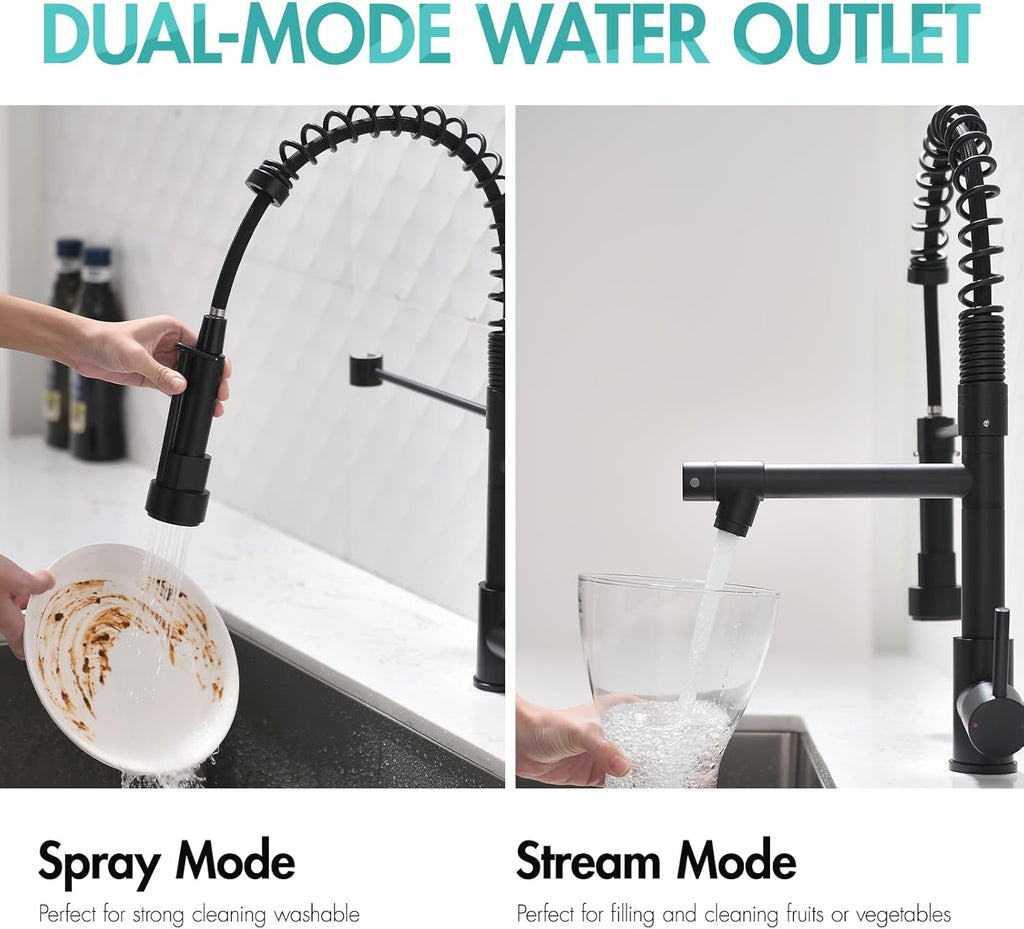 Kitchen Faucets with Pull Down Sprayer,Matte Black Single Handle | Single Hole,Lead-Free,Rv Kitchen Faucet for