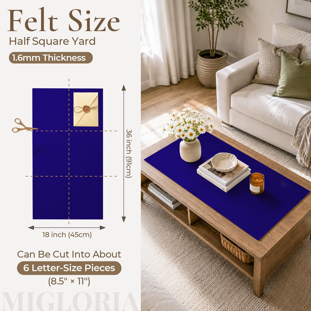 Royal Blue Soft Felt Fabric 18" x 36" Sheet, 1.6mm Thick for DIY Crafts