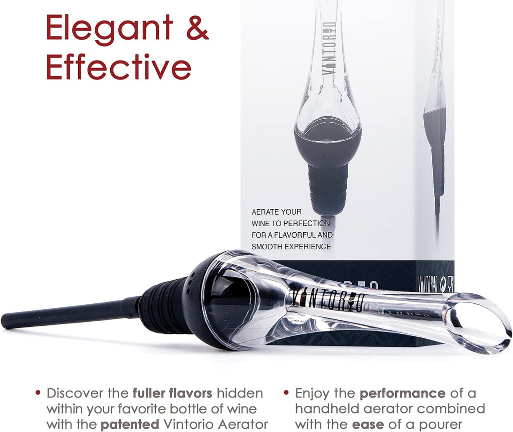 Wine Aerator Pourer - Premium Aerating Pourer and Decanter Spout (Black)