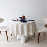 Textured Tablecloth 100% Linen Table Cloth, Kitchen Dinning Tabletop Decoration and Indoor Use (Roun