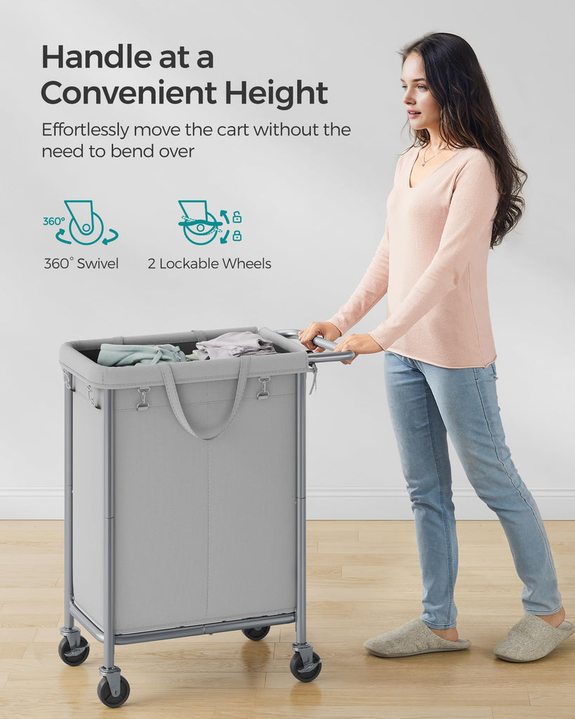 Laundry Basket with Wheels, 2-Section, 37.0 Gallons (140 L)
