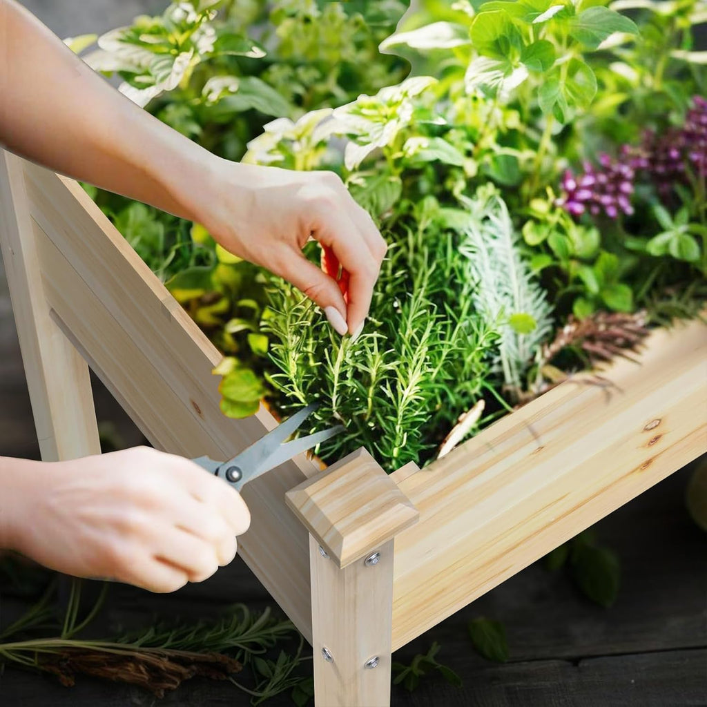 Elevated Wooden Raised Garden Bed with Legs, Reinforced Large Planter Box | 48x24x31IN Vegetable Flower Herb Outdoor