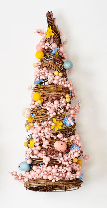 18" Tabletop Twig Tree with Easter Eggs, Berries and Flowers