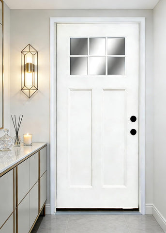 Modern 36 x 80 Fiberglass Entry Door with Low-E Glass, 6-Lite Front Door for Home, Pre-Hung Fiberglass Door System
