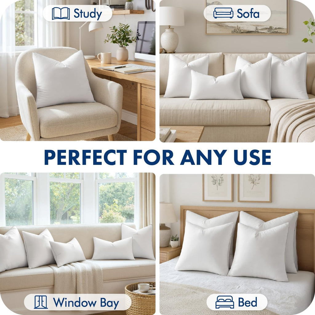 20x20 Inch Pillow Inserts with 100% Cotton Cover - Set of 4