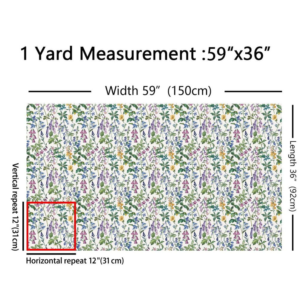 Purple Flowers Fabric By The Yard, Rustic Plants Indoor Outdoor Fabric, Blue Petals Cartoon Upholstery Fabric, Retro