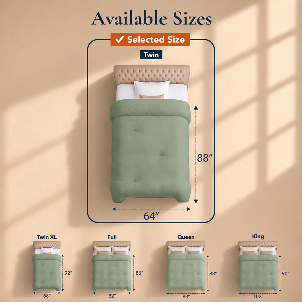Twin Duvet Insert, Sage Green, Comforter, 64 x 88 Inches