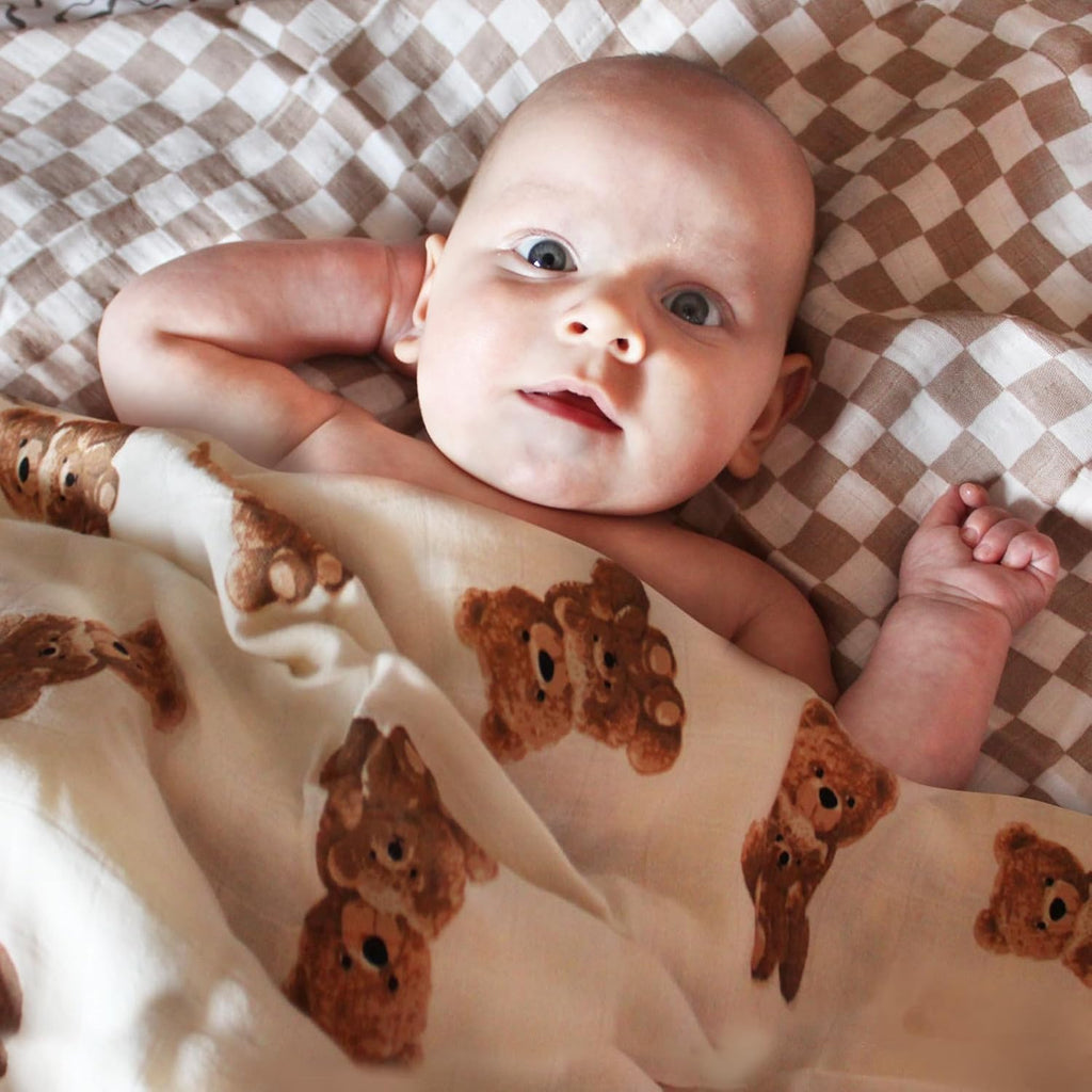 Muslin Swaddle Blankets, Baby Swaddling Wrap Nursery Blanket Unisex, Soft 70% Viscose from Bamboo and 30% Cotton