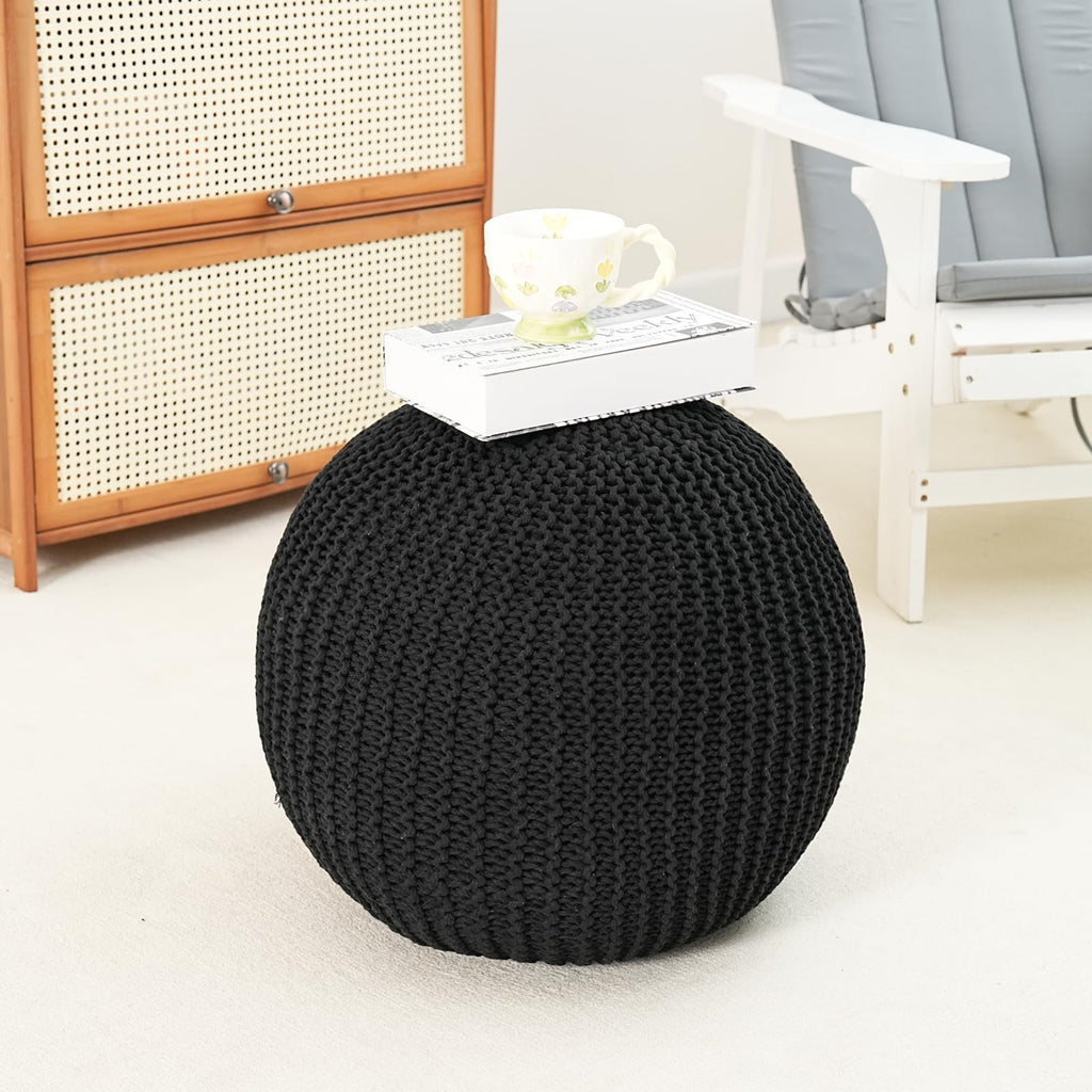 Pouf Ottoman Stuffed Round Modern Foam Filled Foot Rest Poufs Chair Decorative 20 X 14 Inches Boho Relax Stool for