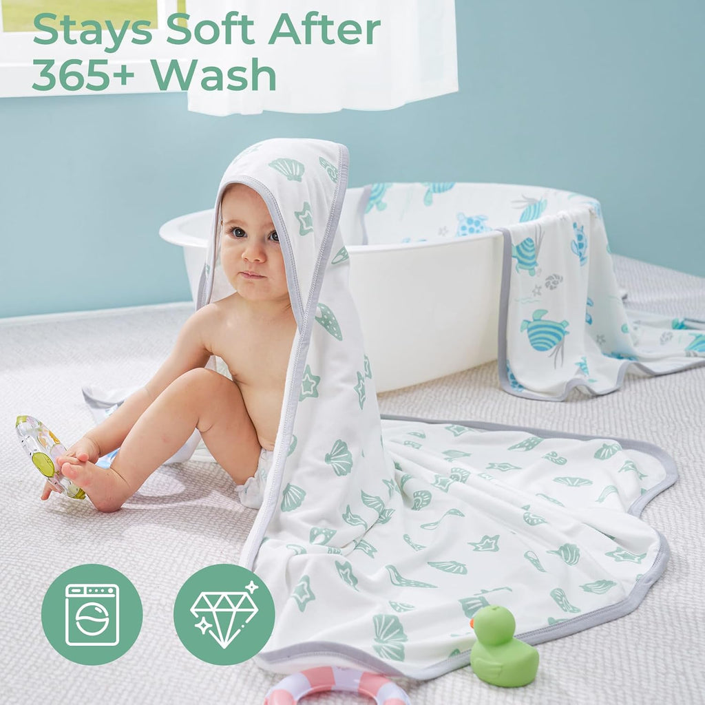 Baby Towels, Soft Absorbent Bath Towel for Newborn&Toddler,Turtle
