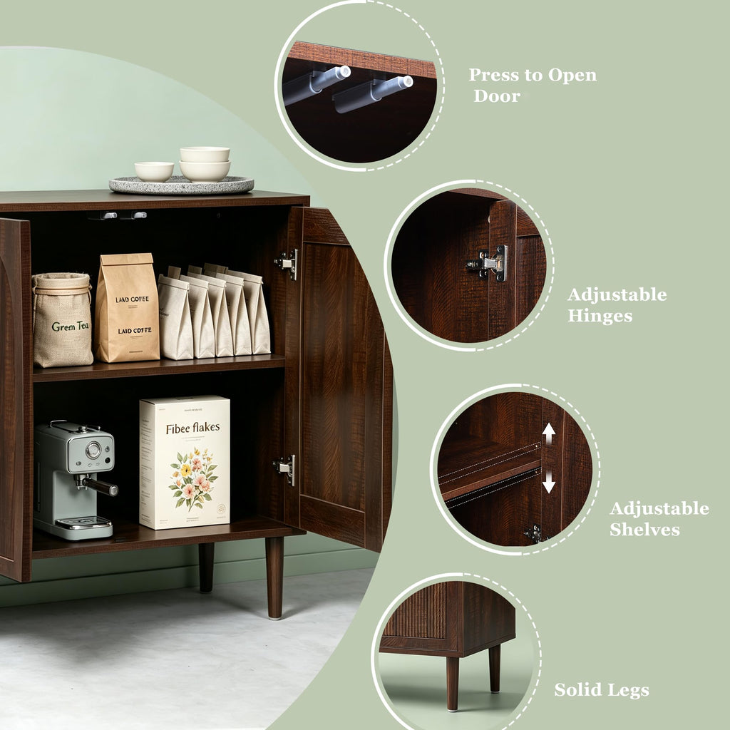 31.5" Dark Walnut Sideboard Buffet Cabinet with Storage Set of 3