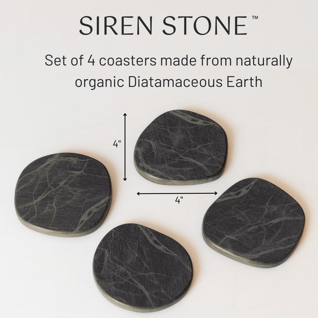Diatomaceous Earth Coasters | Absorbent Stone Coasters for Drinks | Quick Dry, Water Absorbing | Non-Toxic - Set of 4