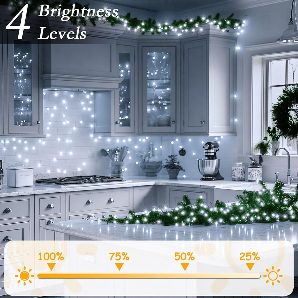 328FT 1000 LED Christmas Tree Lights, Bright Cool White Outdoor Christmas String Lights , Fairy Lights with 8 Modes