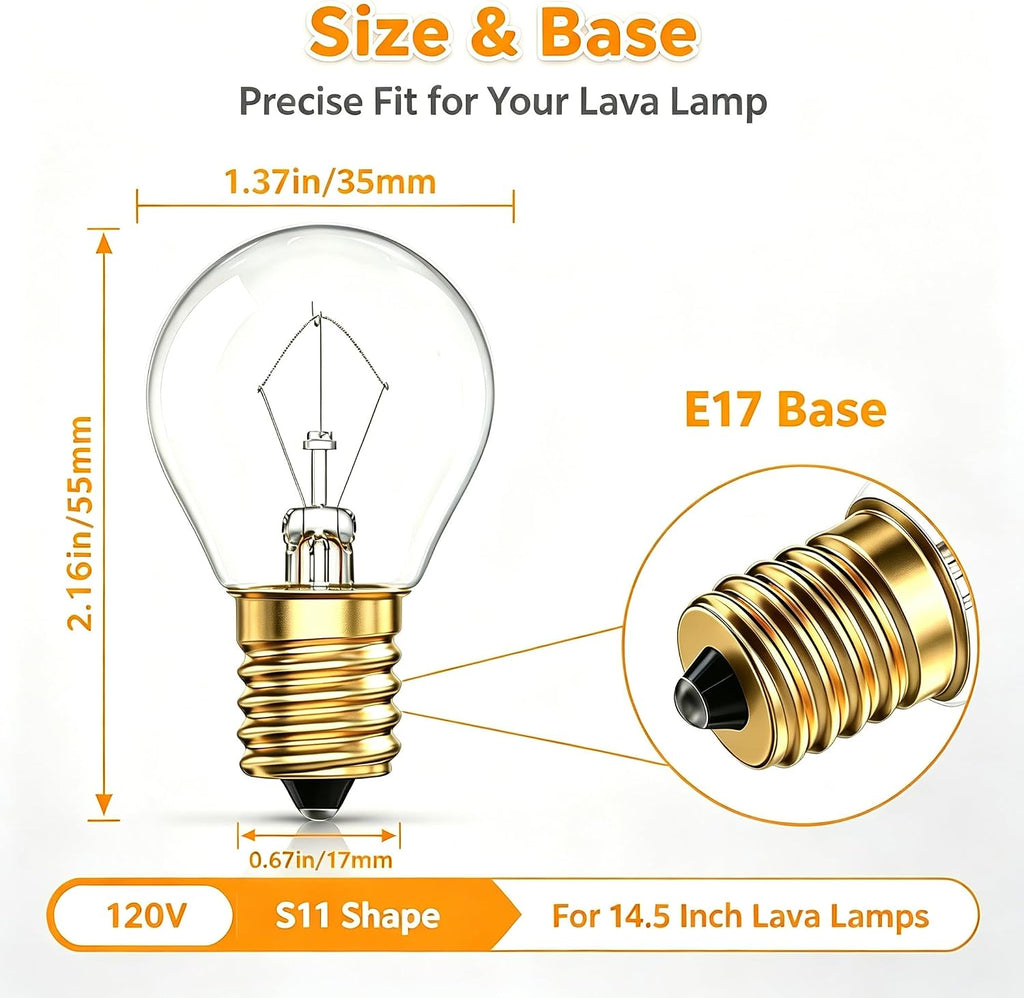 Lava Lamp Bulb S11 30W E17 6-Pk 2700K Balanced Heat
