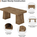55" Executive Desk, Wooden Office Desk with Double Pedestal, Modern Simple Computer Writing Table, Light Brown