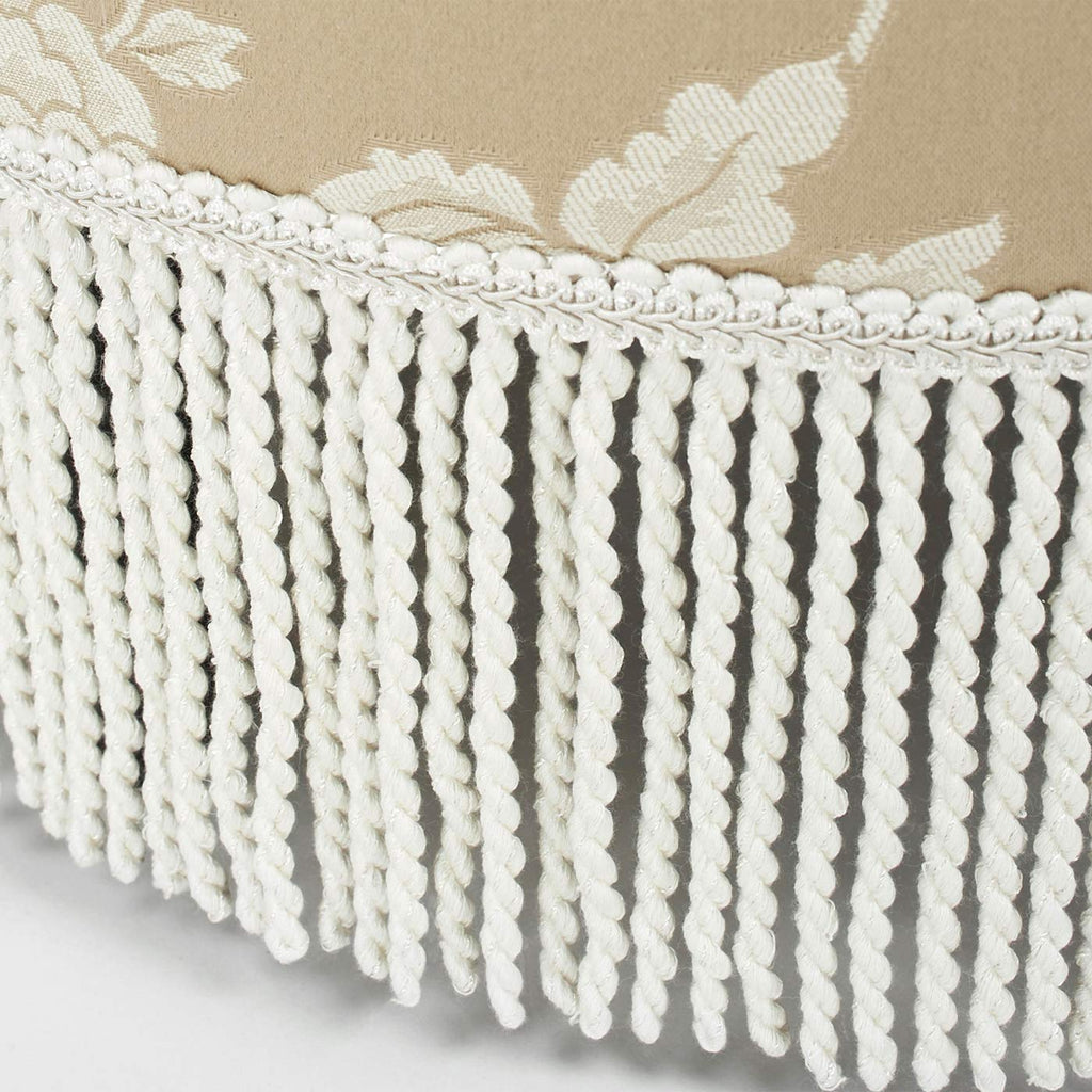 Yolanda Collection Traditional Modern Cotton Blend Hand Tufted with Cord and Fringe Round Ottoman, Neutral 24" x 14"