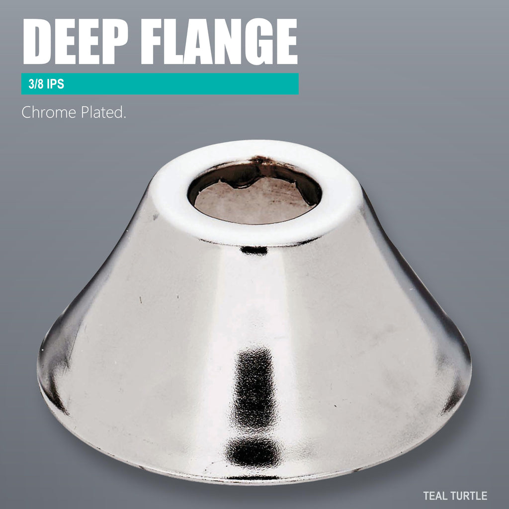 3/8 Inch IPS Chrome Plated Metal Bell Flange, 2 Pack