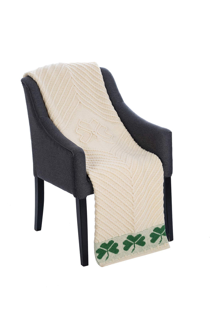 Shamrock Aran Throw Irish Blanket 100% 45''x 68'' (114 x 173 cm)
