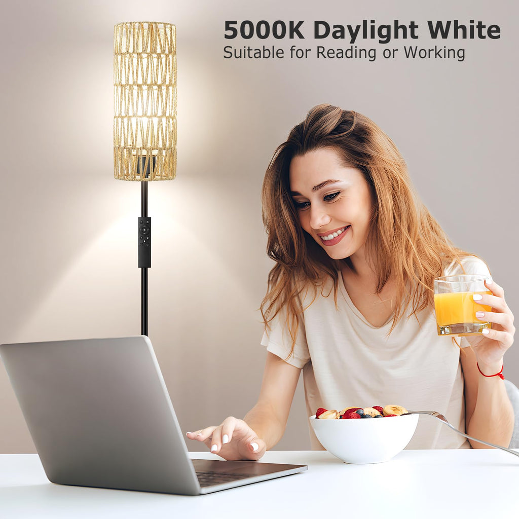 64'' Floor Lamps with Remote Control and Stepless Dimmable Colors Temperature & Brightness, Boho Black Standing Lamp