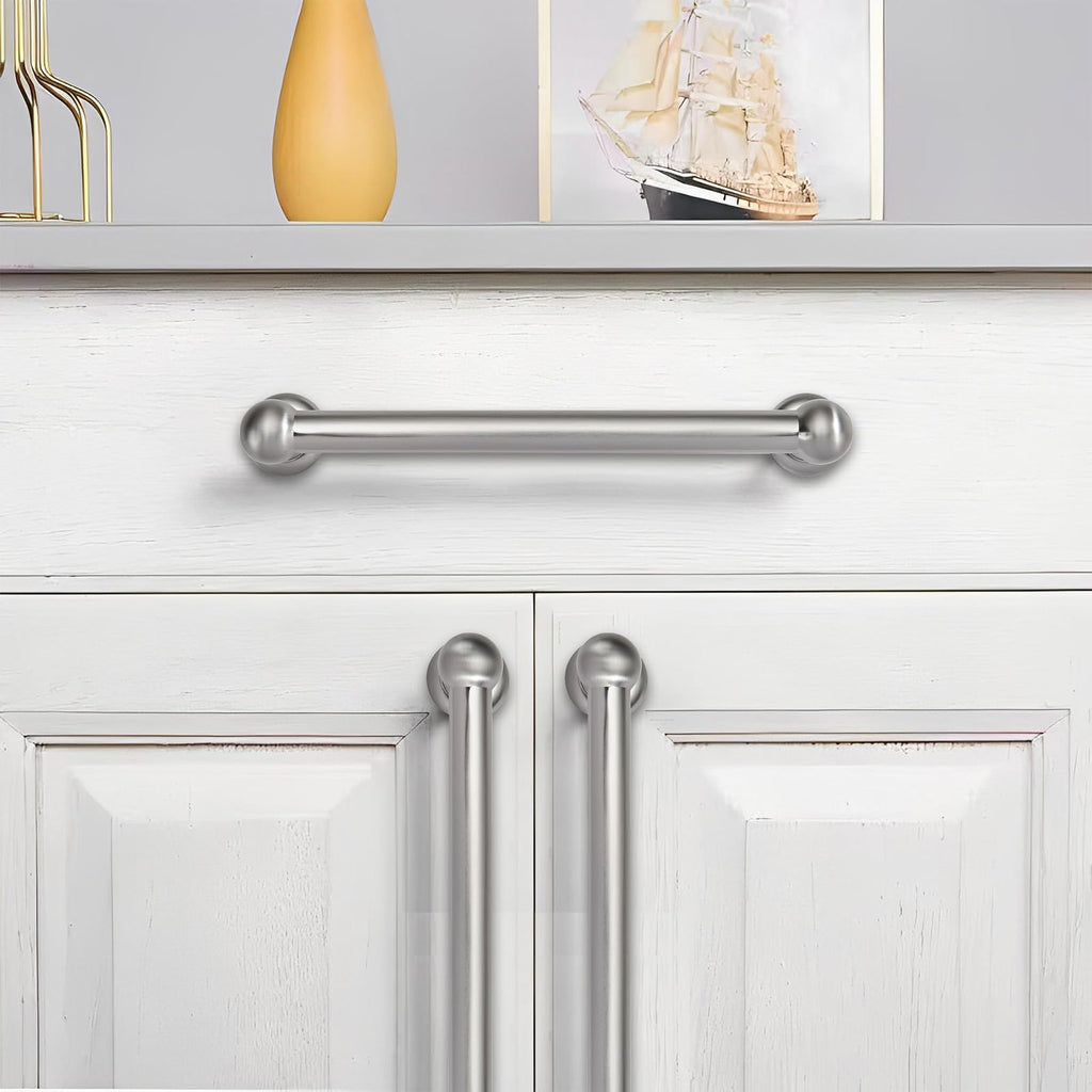 2 Pack 3 inch(76mm) Hole Center Brushed Nickel Cabinet Pulls Solid Heavy-Duty Satin Nickel Kitchen Cabinet Hardware