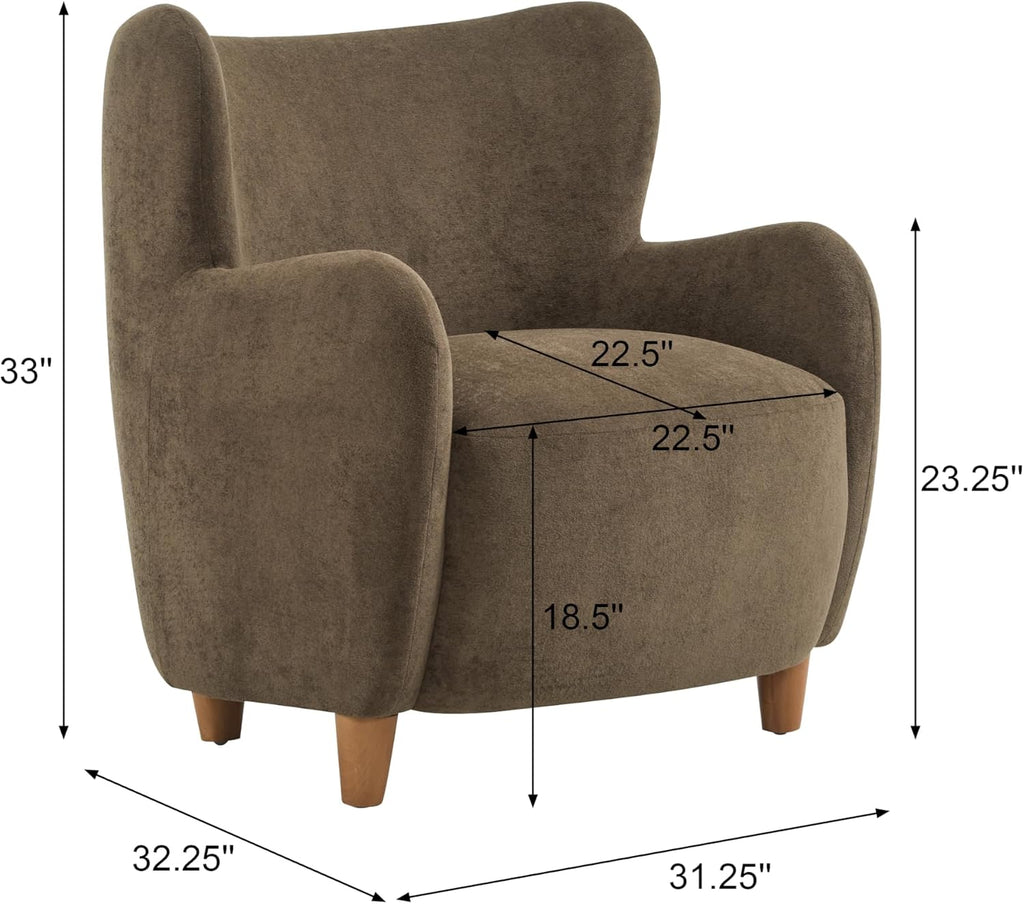 Auden Wingback Accent Chair, Fabric Club Chair, Velvet Upholstered Armchair, Curved Backrest Single Sofa, Soft