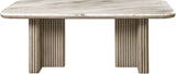 Charity Rubber Wood and Marble Dining Table in White & Gray Oak
