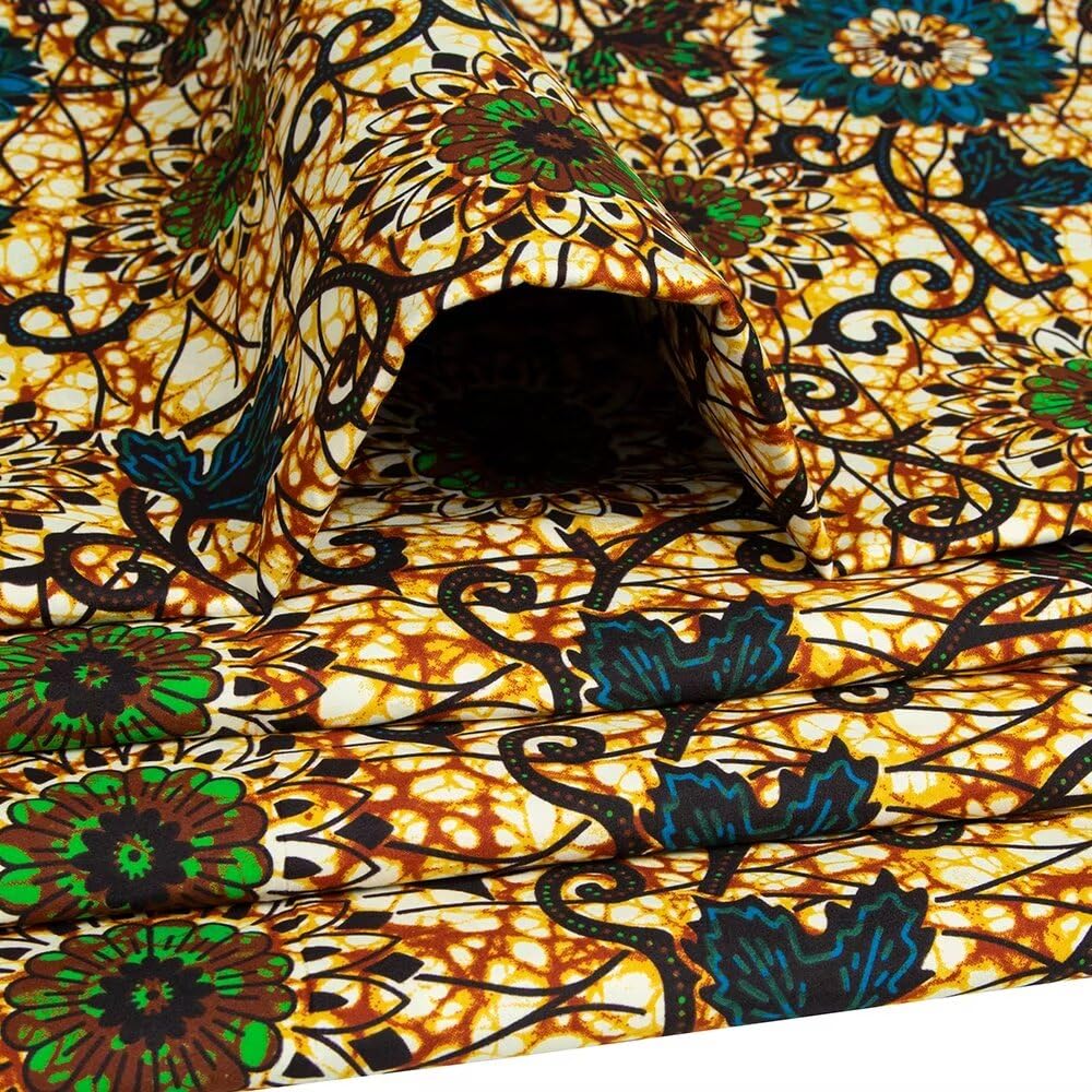 African Fabric Ankara Print Polyester Material Kente Cloth Fabric for DIY Sewing Dress 6630