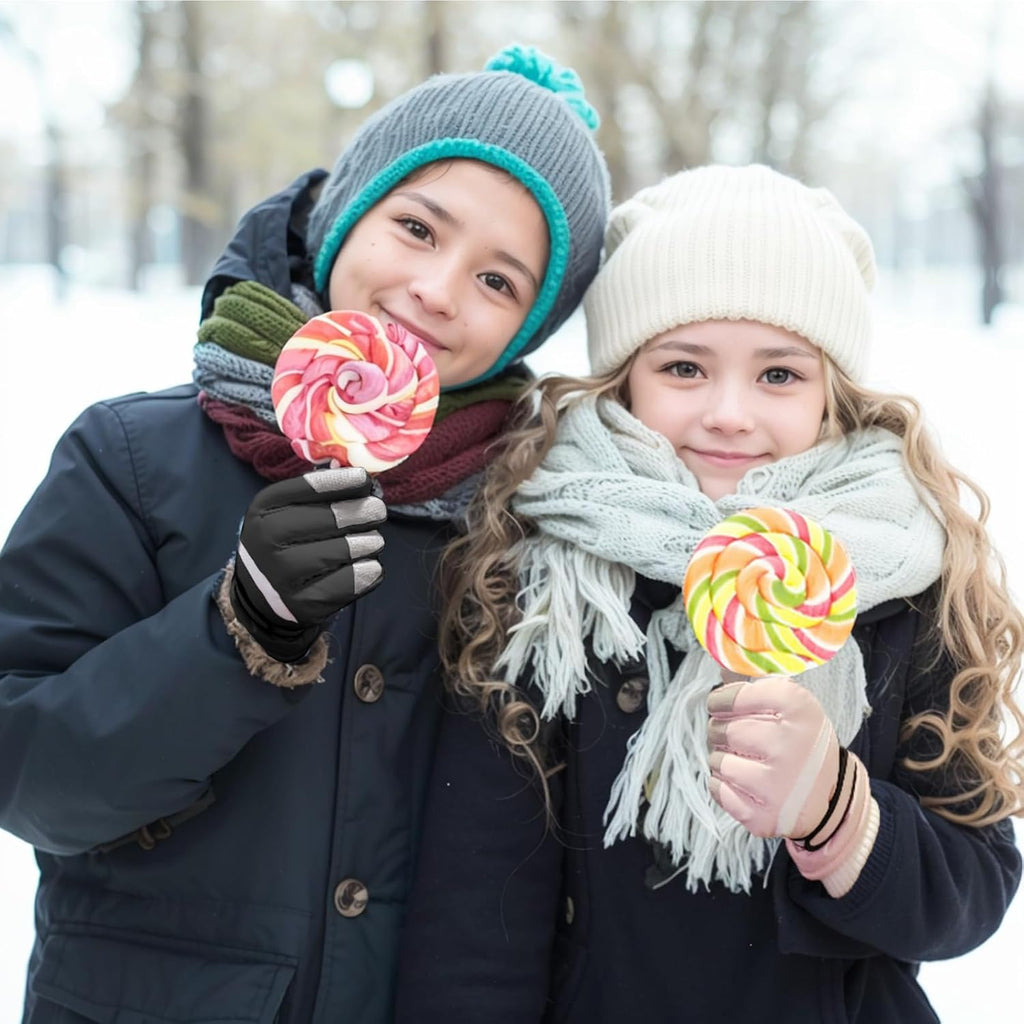 Kids Winter Snow Ski Gloves for Boys Girls Children Snowboard Waterproof Thermal Fleece Gloves for Cold Weather