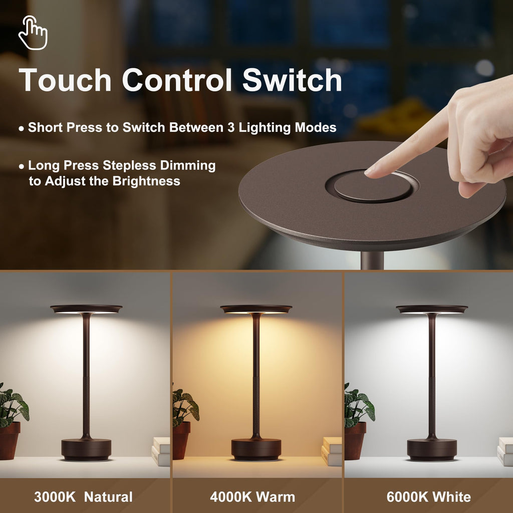 Cordless Table Lamps Rechargeable, 5000mAh LED Table Light