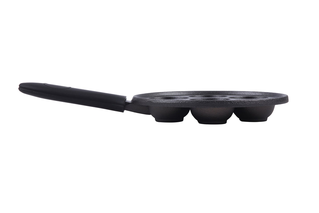 Cast Iron Aebleskiver Pan - Ideal for Mini Pancake Mold, Cake Pop Pan, and Takoyaki Maker (Black)