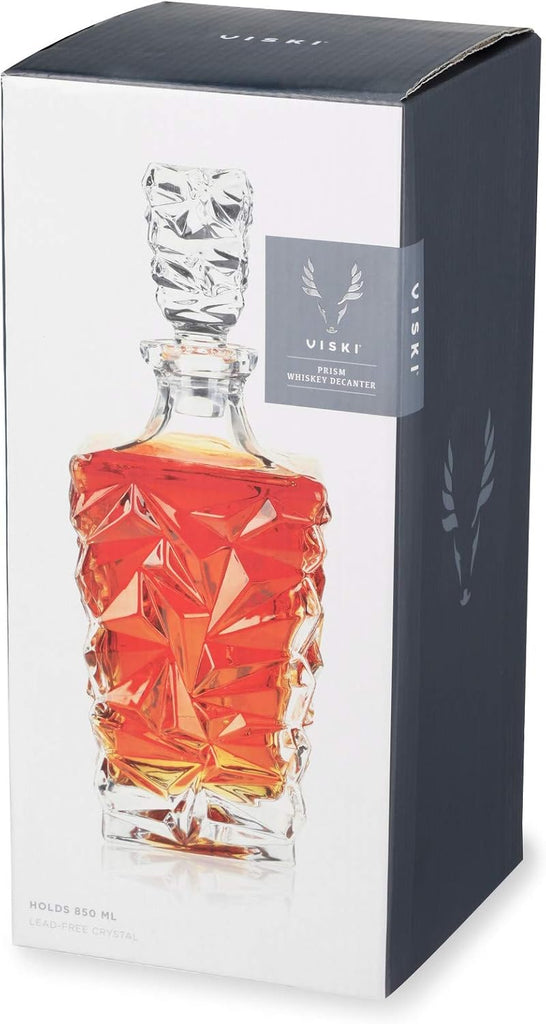 Prism Whiskey Decanter with Stopper, Crystal Liquor Decanter for Bourbon, Scotch, Vodka, Spirits, Wedding Gifts, Man